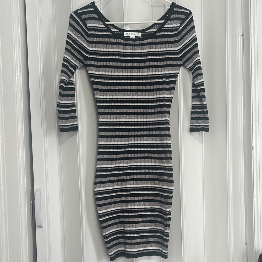 Say What? Striped Bodycon Dress - Size M